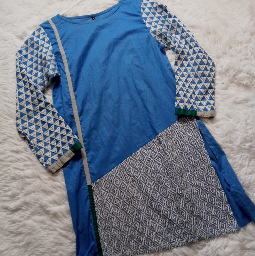 Preloved Beechtree Blue Geometric Patterned Tunic… - image 1